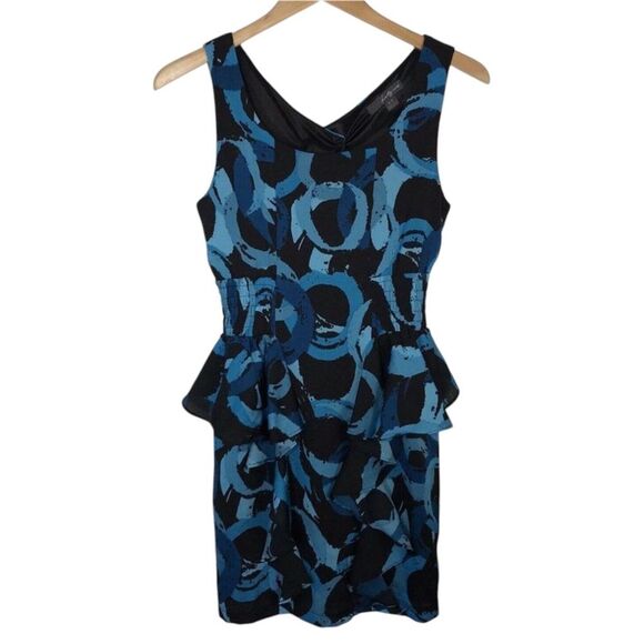 Twenty One Womens Dress Size Small Black& Blue Printed Sleeveless Tank Dress - Picture 1 of 15